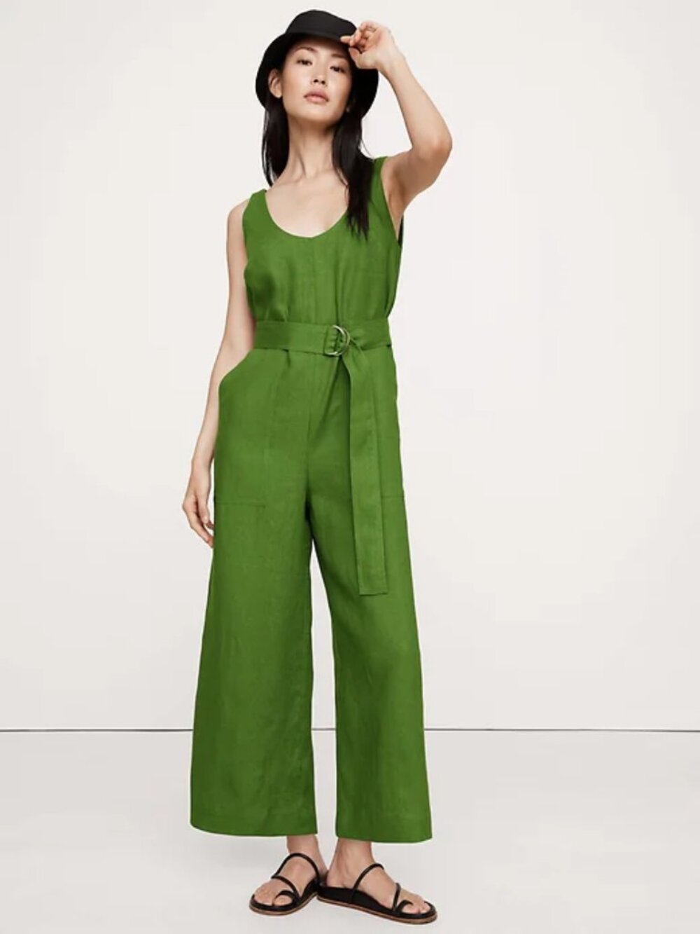 Linen Belted Wide-Leg Jumpsuit | Banana Republic